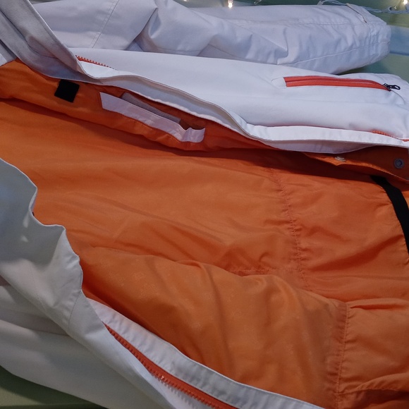 Women's Columbia Sportswear Interchange waterproof breathable white orange coat - Picture 13 of 14